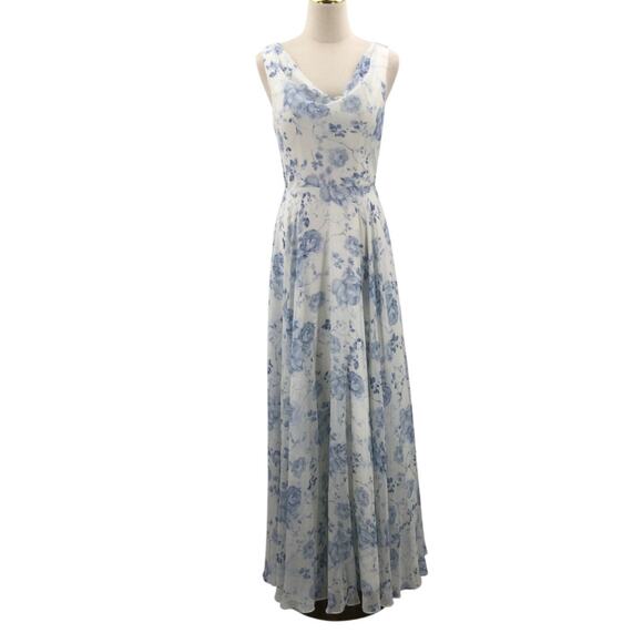 AW BRIDAL 4 S Blue Botanical Floral Petronilla formal party maxi dress NEW B147 - Picture 3 of 9